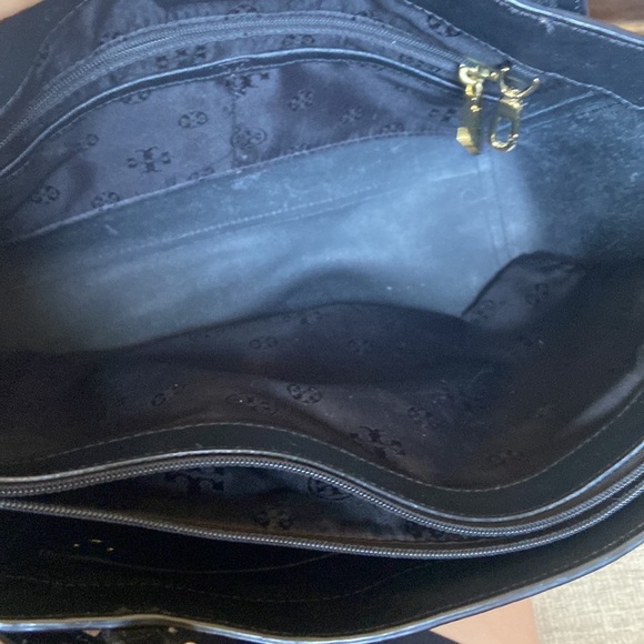 Tory Burch Black Tote Bag Purse With Gold Hardware - Picture 9 of 9